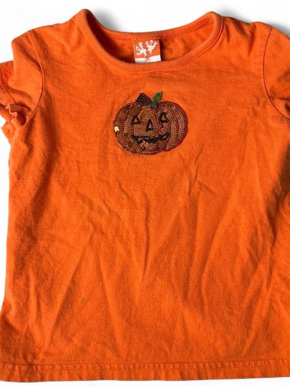 Girls (6/6X) Halloween Sequin Pumpkin Shirt
